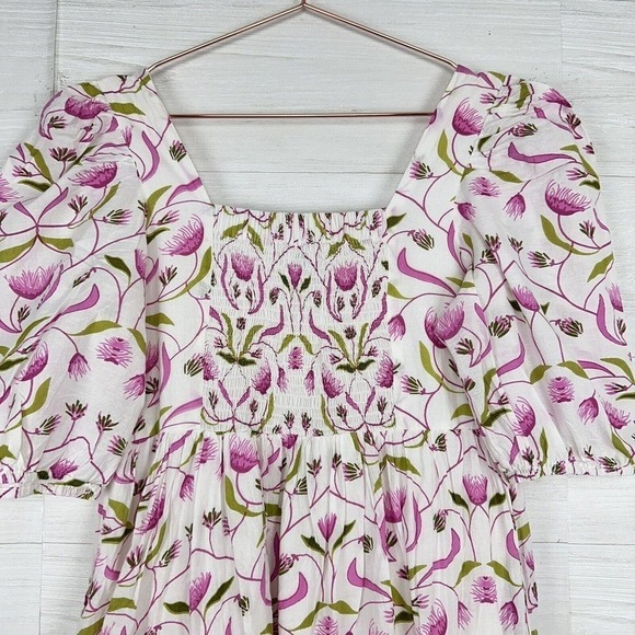 Monsoon and Beyond Estella Midi Dress Size Medium Mangrove Pink Floral Handmade - Picture 9 of 16